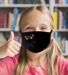 50 Adet Yıkanabilir Siyah Çocuk Maske-6