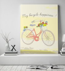 BK Gift My Bicycle Happiness Tasarımlı Kanvas Tablo 50x70cm-1