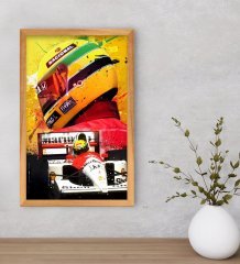 BK Gift F1 Ayrton Senna Tasarımlı Dekoratif Retro Ahşap Çerçeveli Tablo-2