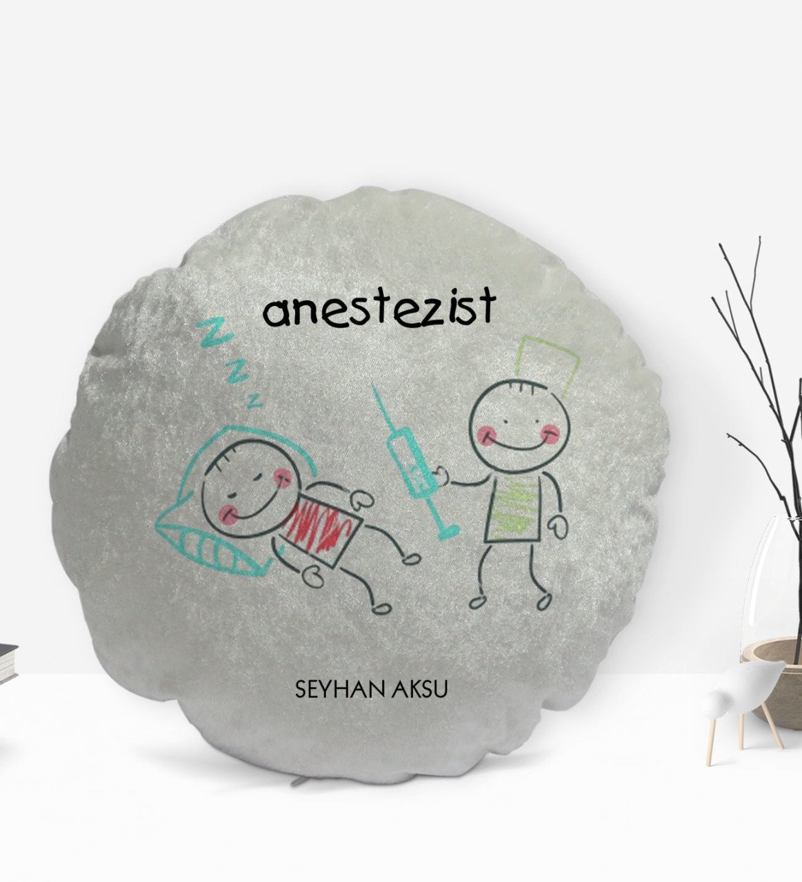 Kişiye Özel İsimli Anestezist Tasarımlı Dekoratif Kırlent Yastık-1