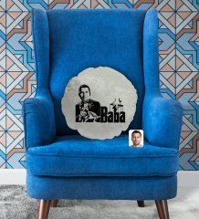 Kişiye Özel Baba Godfather Silüet Yuvarlak Dekoratif Kırlent Yastık-2