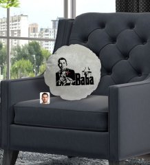 Kişiye Özel Baba Godfather Silüet Yuvarlak Dekoratif Kırlent Yastık-2