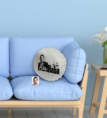 Kişiye Özel Baba Godfather Silüet Yuvarlak Dekoratif Kırlent Yastık-2