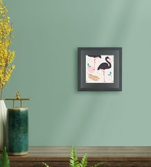 BK Gift Flamingo Tasarımlı Ahşap Çerçeveli Taş Duvar Dekoru-1