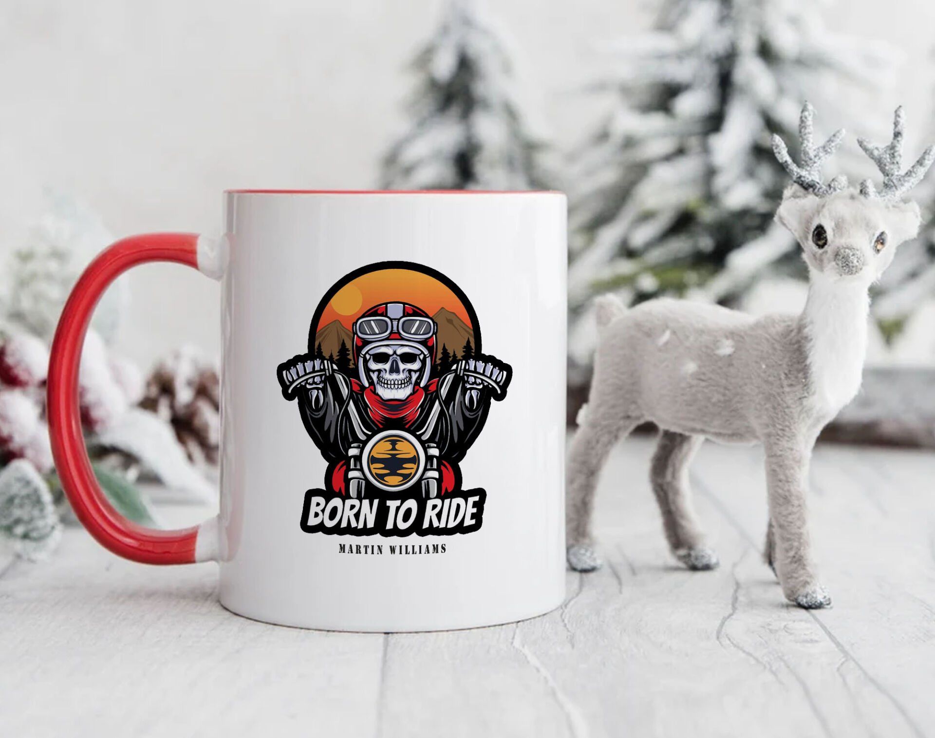 BK Gift Kişiye Özel Motorcu Temalı Kırmızı Kupa Bardak-8, Arkadaşa Hediye, Sevgiliye Hediye