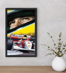 BK Gift F1 Ayrton Senna Tasarımlı Dekoratif Ahşap Siyah Çerçeveli Tablo-1
