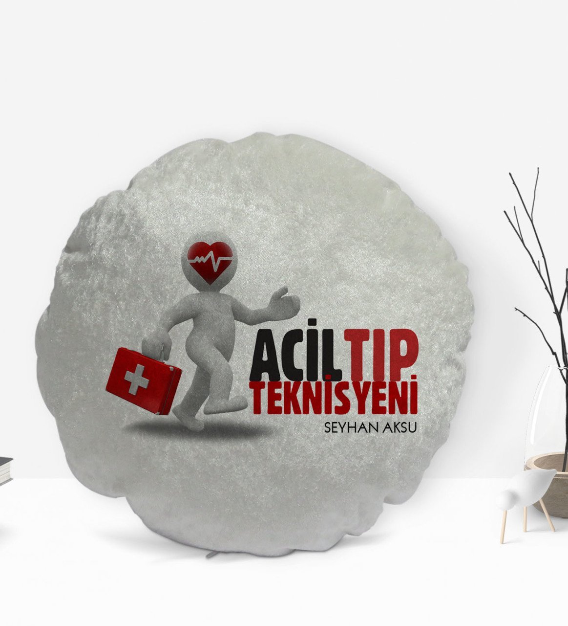 Kişiye Özel İsimli Acil Tıp Teknisyeni Tasarımlı Dekoratif Kırlent Yastık-1