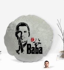 Kişiye Özel Baba Godfather Silüet Yuvarlak Dekoratif Kırlent Yastık-1