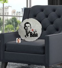 Kişiye Özel Baba Godfather Silüet Yuvarlak Dekoratif Kırlent Yastık-1