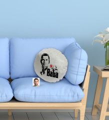 Kişiye Özel Baba Godfather Silüet Yuvarlak Dekoratif Kırlent Yastık-1