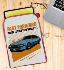 BK Gift Fast Forward Tasarımlı Taşınabilir Koruyucu Tablet Kılıfı & Organizer Çanta - Pembe-1