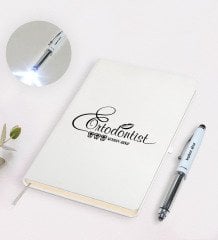 Kişiye Özel Ortodontist Tasarımlı Defter Kalem ve Dokunmatik Işıklı Kalem Seti-1