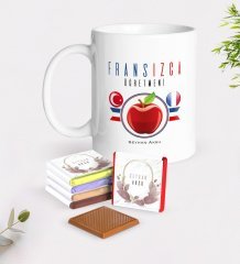 Kişiye Özel Fransızca Öğretmeni Beyaz Kupa ve Çikolata Hediye Seti-3