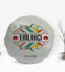 Kişiye Özel İsimli Emlakçı Tasarımlı Dekoratif Kırlent Yastık-1