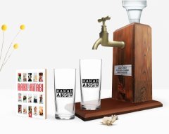 Kişiye Özel Renkli Baskılı İsimli İkili Rakı Bardağı Ahşap Rakı Standı ve Cep Kitabı Hediye Seti-30