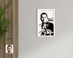 Kişiye Özel Godfather Baba Tasarımlı Dekoratif Ahşap Beyaz Çerçeveli Tablo-7