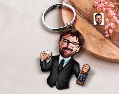 BK Gift Kişiye Özel Erkek Karikatürlü Ahşap Anahtarlık, Sevgiliye Hediye, Erkek Hediyesi, Doğum Günü Hediyesi-12