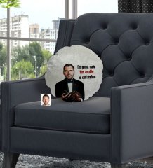 Kişiye Özel Baba Godfather Karikatürlü Yuvarlak Dekoratif Kırlent Yastık-8