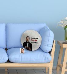 Kişiye Özel Baba Godfather Karikatürlü Yuvarlak Dekoratif Kırlent Yastık-8