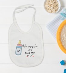BK Kids Kişiye Özel Her Şeyin Başı Süt Tasarımlı Bebek Mama Önlüğü - Model 1