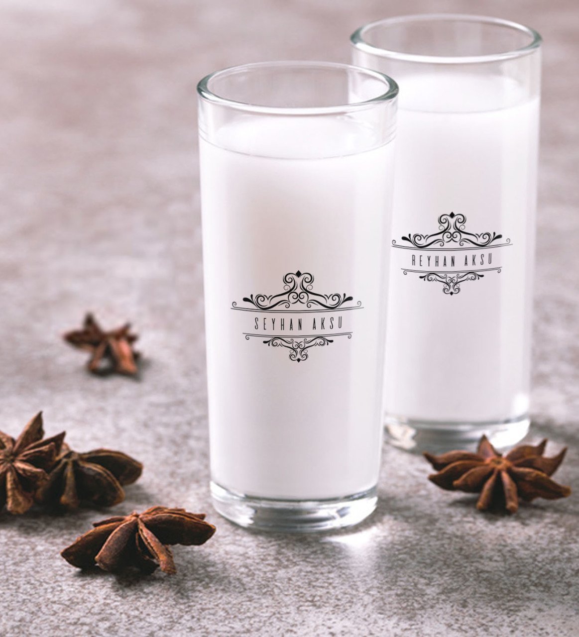 Kişiye Özel Renkli Baskılı İsimli İkili Rakı Bardağı Seti-8