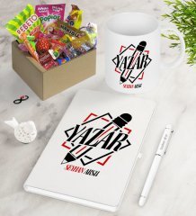 Kişiye Özel Yazar Nostaljik Lezzetler Defter Kalem Kupa Hediye Seti-3