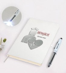 Kişiye Özel Hemşire Tasarımlı Defter ve Dokunmatik Işıklı Kalem Seti-4