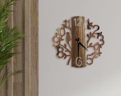 BK Home Dekoratif 45cm Ahşap Duvar Saati-3