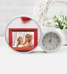 Kişiye Özel Sevgililer Günü Fotoğraflı Saatli Sihirli LED Ayna Çerçeve - 11