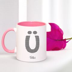 Kişiye Özel Ü Harfi İsimli Pembe Kupa Bardak