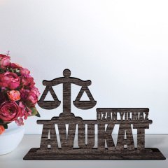 Kişiye Özel Mesleki Avukat Ahşap Masa İsimliği  - C2