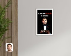 Kişiye Özel Godfather Baba Karikatürlü Dekoratif Ahşap Beyaz Çerçeveli Tablo-4