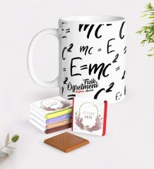 Kişiye Özel Fizik Öğretmeni Beyaz Kupa ve Çikolata Hediye Seti-3