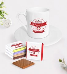 Kişiye Özel Sevgililer Günü Türk Kahvesi Fincanı ve Madlen Çikolata Seti-55