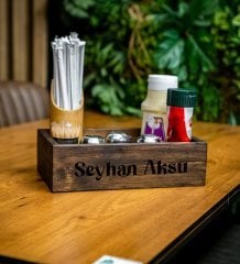 Kişiye Özel İsimli Doğal Ahşap Mutfak Dispenser Düzenleyici Model-2