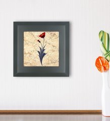 BK Gift Ebru Sanatı Tasarımlı Ahşap Çerçeveli Taş Duvar Dekoru-1