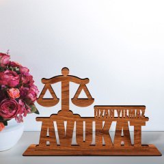 Kişiye Özel Mesleki Avukat Ahşap Masa İsimliği  - C1