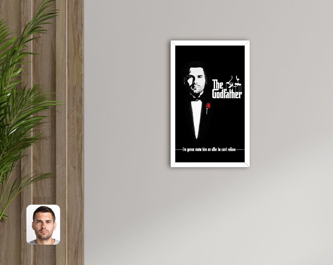 Kişiye Özel Godfather Baba Tasarımlı Dekoratif Ahşap Beyaz Çerçeveli Tablo-3