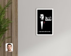 Kişiye Özel Godfather Baba Tasarımlı Dekoratif Ahşap Beyaz Çerçeveli Tablo-3