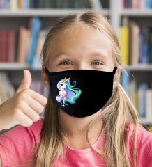 10 Adet Yıkanabilir Siyah Çocuk Maske-7