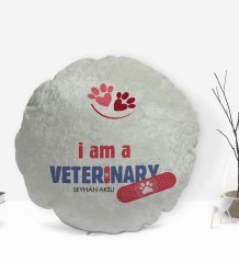 Kişiye Özel İsimli Veteriner Hekim Tasarımlı Dekoratif Kırlent Yastık-1