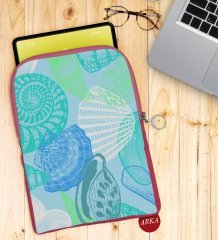BK Gift Deniz Kabukları Tasarımlı Taşınabilir Koruyucu Tablet Kılıfı & Organizer Çanta - Pembe-1