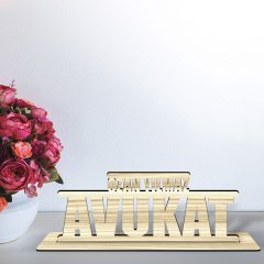 Kişiye Özel Mesleki Avukat Ahşap Masa İsimliği  - B4
