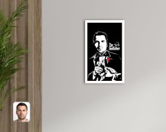 Kişiye Özel Godfather Baba Tasarımlı Dekoratif Ahşap Beyaz Çerçeveli Tablo-2