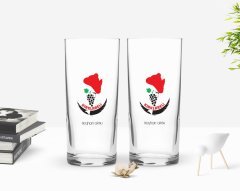 Kişiye Özel Renkli Baskılı Kırklareli Tasarımlı Turistik İkili Rakı Bardağı Seti-1