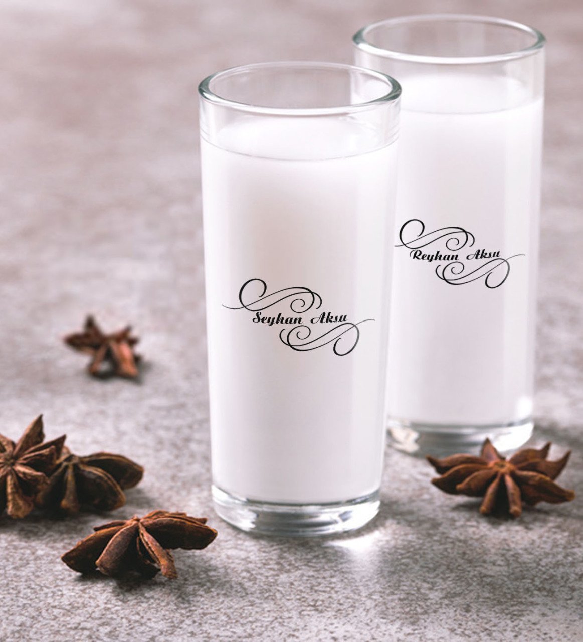 Kişiye Özel Renkli Baskılı İsimli İkili Rakı Bardağı Seti-3