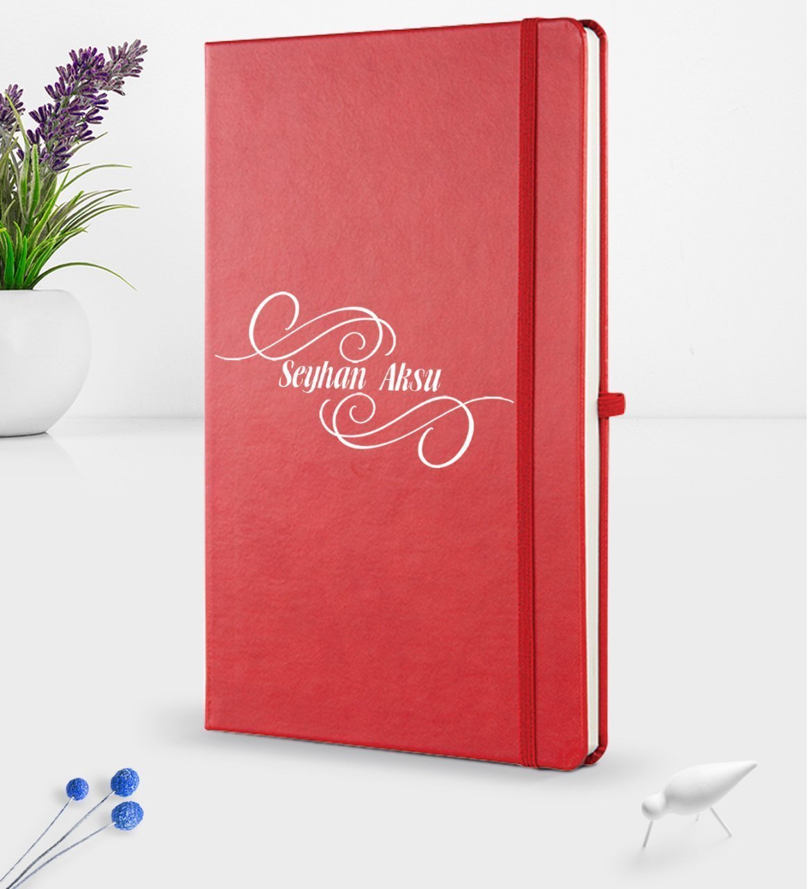 Kişiye Özel İsimli Kırmızı Termo Deri Defter 16x24cm Model 3