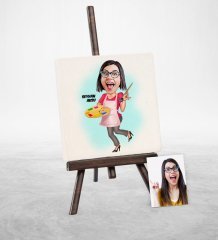 Kişiye Özel Ressam Karikatür Şovaleli Doğal Taş - 2