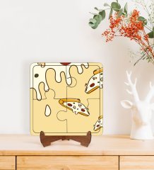 BK Gift Pizza Tasarımlı Ahşap Standlı Puzzle Çerçeve-1