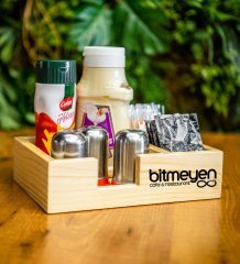 Restoran & Cafe & Barlara Özel Logolu Doğal Ahşap Dispenser Düzenleyici Model-1